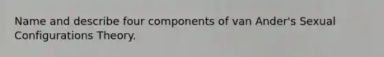 Name and describe four components of van Ander's Sexual Configurations Theory.