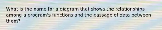 What is the name for a diagram that shows the relationships among a program's functions and the passage of data between them?