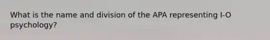 What is the name and division of the APA representing I-O psychology?