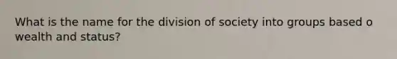 What is the name for the division of society into groups based o wealth and status?