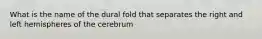 What is the name of the dural fold that separates the right and left hemispheres of the cerebrum