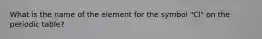 What is the name of the element for the symbol "Cl" on the periodic table?