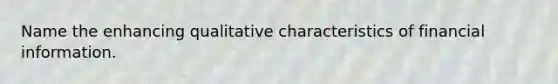 Name the enhancing qualitative characteristics of financial information.