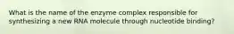 What is the name of the enzyme complex responsible for synthesizing a new RNA molecule through nucleotide binding?