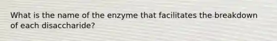 What is the name of the enzyme that facilitates the breakdown of each disaccharide?