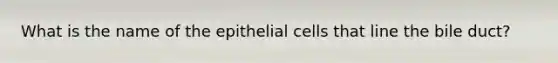 What is the name of the epithelial cells that line the bile duct?