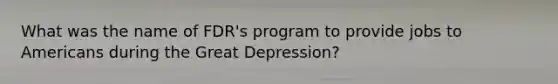 What was the name of FDR's program to provide jobs to Americans during the Great Depression?