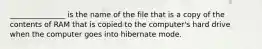 _______________ is the name of the file that is a copy of the contents of RAM that is copied to the computer's hard drive when the computer goes into hibernate mode.