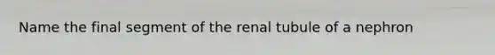 Name the final segment of the renal tubule of a nephron