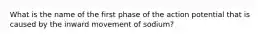 What is the name of the first phase of the action potential that is caused by the inward movement of sodium?