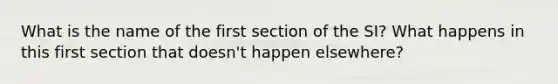 What is the name of the first section of the SI? What happens in this first section that doesn't happen elsewhere?