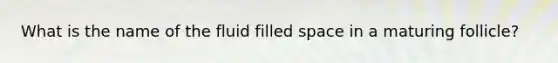 What is the name of the fluid filled space in a maturing follicle?