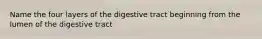 Name the four layers of the digestive tract beginning from the lumen of the digestive tract