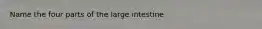 Name the four parts of the large intestine