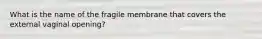 What is the name of the fragile membrane that covers the external vaginal opening?