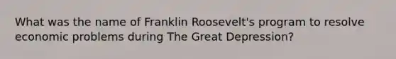 What was the name of Franklin Roosevelt's program to resolve economic problems during The Great Depression?