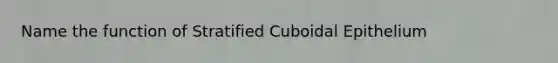 Name the function of Stratified Cuboidal Epithelium