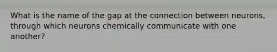 What is the name of the gap at the connection between neurons, through which neurons chemically communicate with one another?