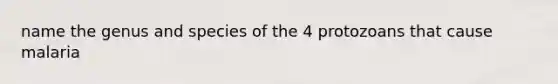 name the genus and species of the 4 protozoans that cause malaria