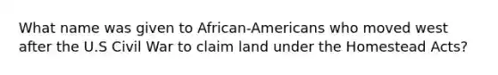 What name was given to African-Americans who moved west after the U.S Civil War to claim land under the Homestead Acts?