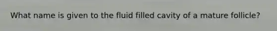 What name is given to the fluid filled cavity of a mature follicle?