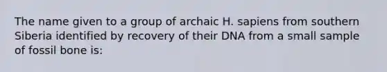 The name given to a group of archaic H. sapiens from southern Siberia identified by recovery of their DNA from a small sample of fossil bone is: