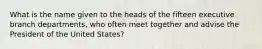 What is the name given to the heads of the fifteen executive branch departments, who often meet together and advise the President of the United States?