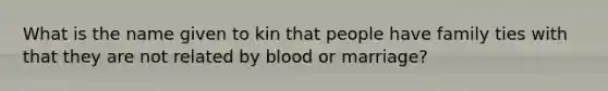 What is the name given to kin that people have family ties with that they are not related by blood or marriage?