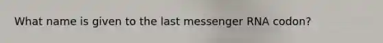 What name is given to the last <a href='https://www.questionai.com/knowledge/kDttgcz0ig-messenger-rna' class='anchor-knowledge'>messenger rna</a> codon?