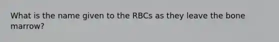 What is the name given to the RBCs as they leave the bone marrow?