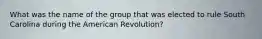 What was the name of the group that was elected to rule South Carolina during the American Revolution?