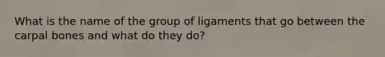 What is the name of the group of ligaments that go between the carpal bones and what do they do?