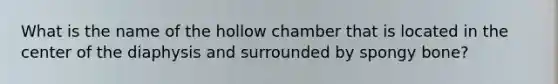 What is the name of the hollow chamber that is located in the center of the diaphysis and surrounded by spongy bone?