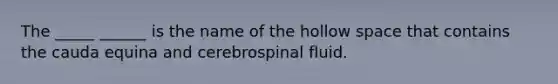 The _____ ______ is the name of the hollow space that contains the cauda equina and cerebrospinal fluid.