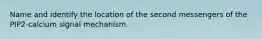 Name and identify the location of the second messengers of the PIP2-calcium signal mechanism.