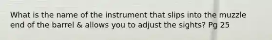 What is the name of the instrument that slips into the muzzle end of the barrel & allows you to adjust the sights? Pg 25