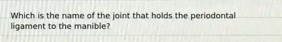 Which is the name of the joint that holds the periodontal ligament to the manible?