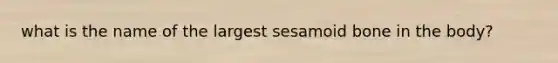 what is the name of the largest sesamoid bone in the body?