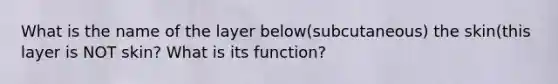 What is the name of the layer below(subcutaneous) the skin(this layer is NOT skin? What is its function?