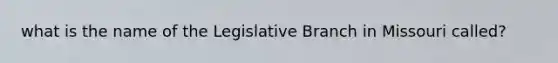 what is the name of the Legislative Branch in Missouri called?