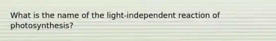 What is the name of the light-independent reaction of photosynthesis?