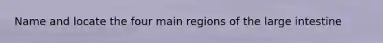 Name and locate the four main regions of the large intestine