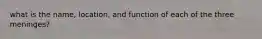 what is the name, location, and function of each of the three meninges?
