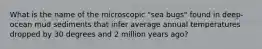 What is the name of the microscopic "sea bugs" found in deep-ocean mud sediments that infer average annual temperatures dropped by 30 degrees and 2 million years ago?