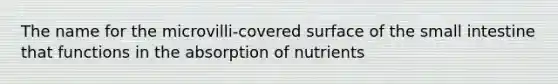 The name for the microvilli-covered surface of the small intestine that functions in the absorption of nutrients