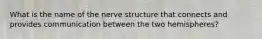 What is the name of the nerve structure that connects and provides communication between the two hemispheres?