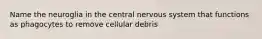 Name the neuroglia in the central nervous system that functions as phagocytes to remove cellular debris