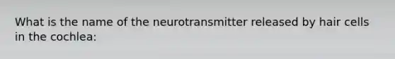 What is the name of the neurotransmitter released by hair cells in the cochlea: