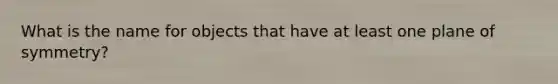 What is the name for objects that have at least one plane of symmetry?