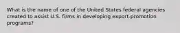 What is the name of one of the United States federal agencies created to assist U.S. firms in developing export-promotion programs?